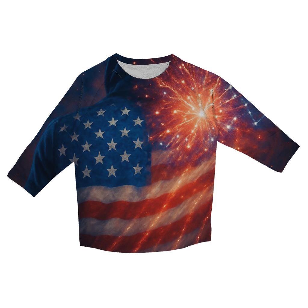 Firework Flag Constellation printed three quarter sleeve shirts