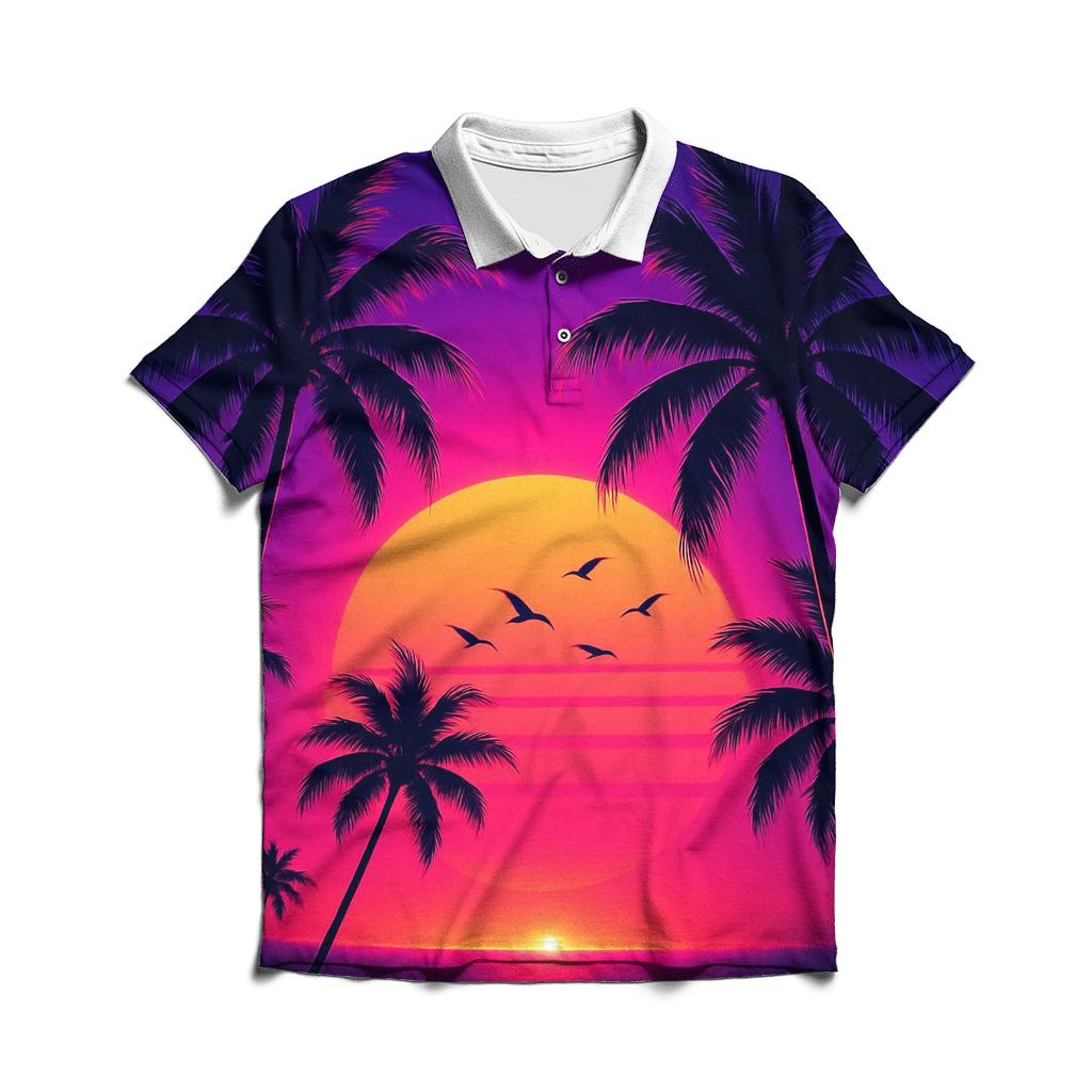 Neon Palm Reverie designer slim fit polos