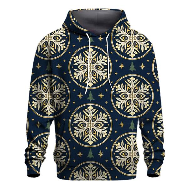 White Snowflake Medallion On Navy Blue hoodie styles