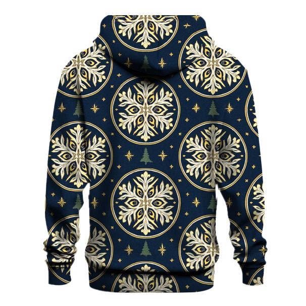 White Snowflake Medallion On Navy Blue hoodie styles
