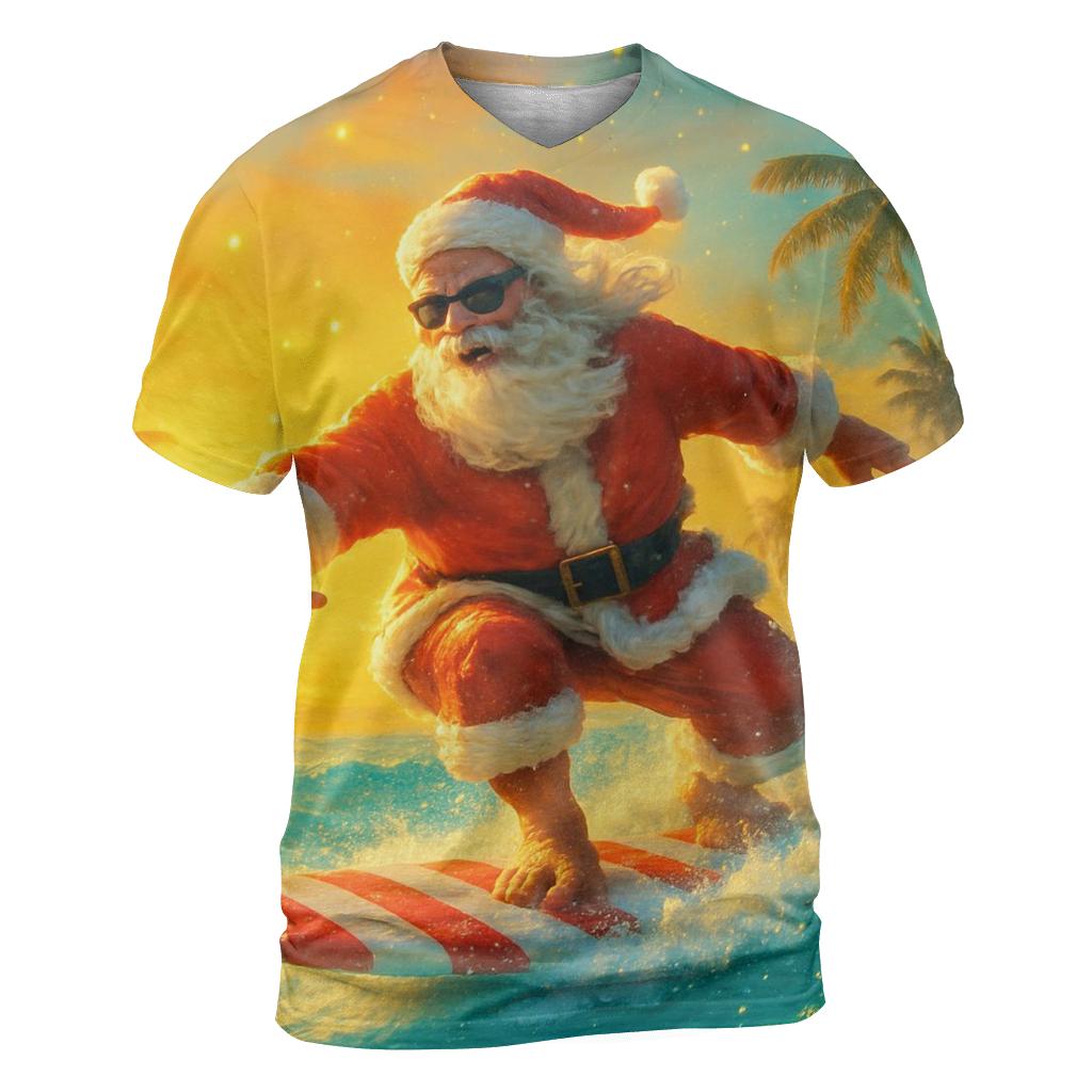Surfing Tropic Santa trendy printed shirt styles