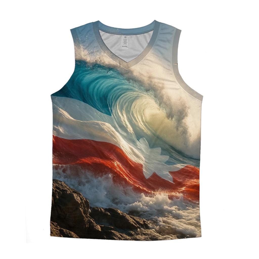 Coastal Flag Merged With Ocean cotton sleeveless tops