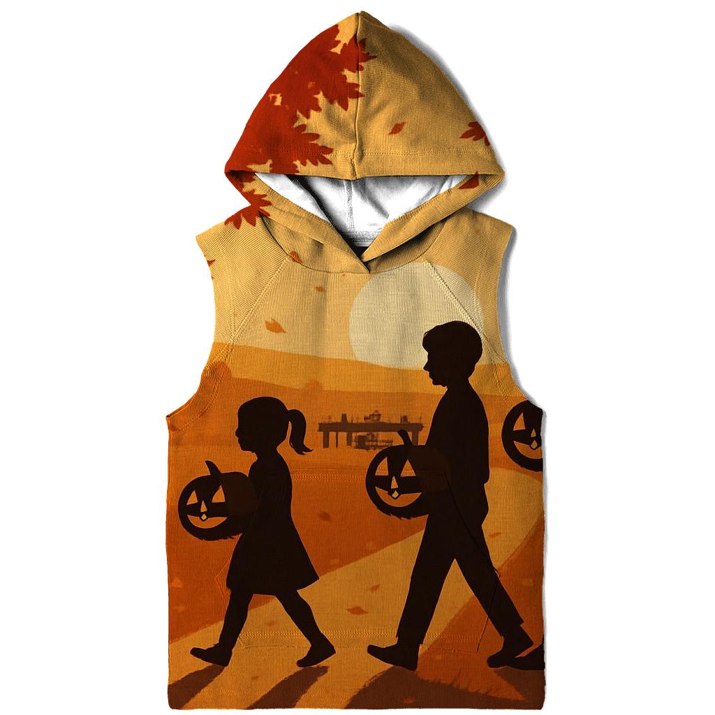 Sunset Pumpkin Procession embroidered hoodies