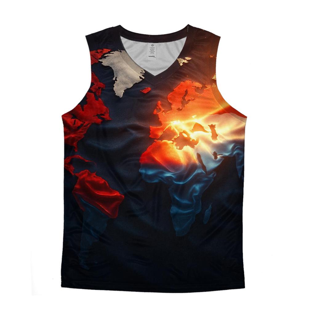 Patriotic Map Gradient cotton sleeveless tops