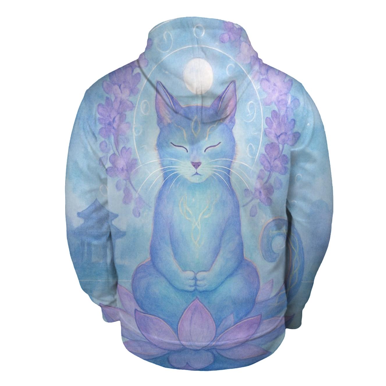 Lotus Guardian Cat embroidered hoodies