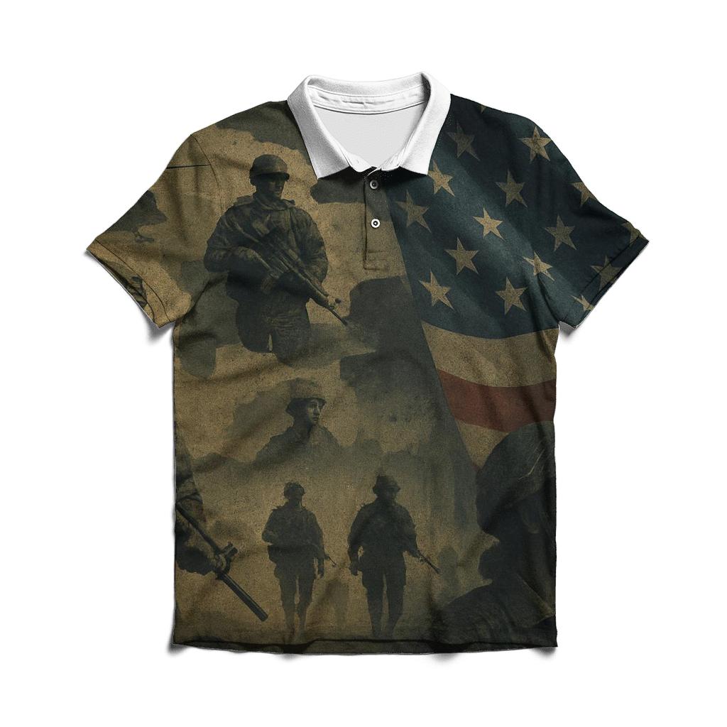 Camouflage Flag Mosaic embroidered polo tops