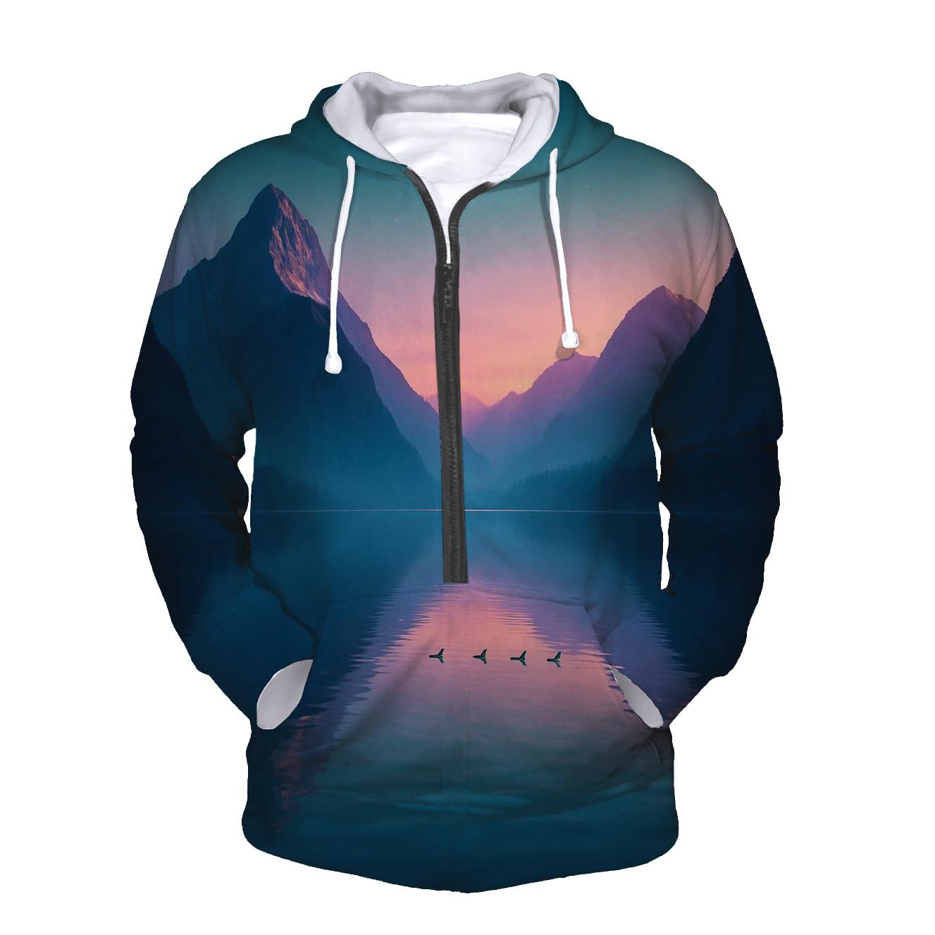 Cerulean Mountain Afterglow custom hoodies