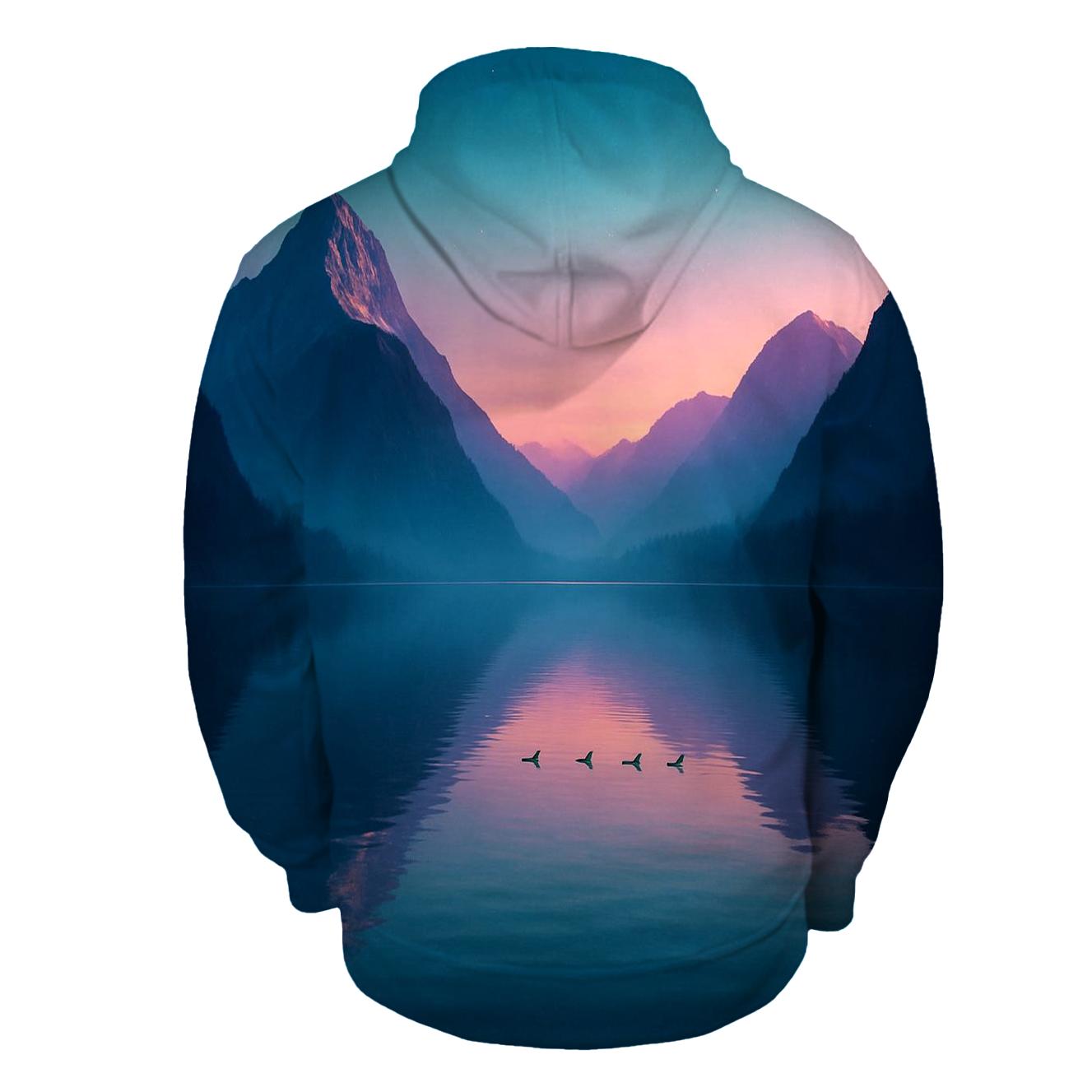 Cerulean Mountain Afterglow custom hoodies