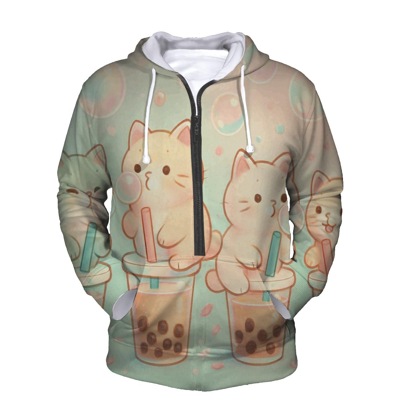 Bubble Tea Kitten Parade custom hoodies
