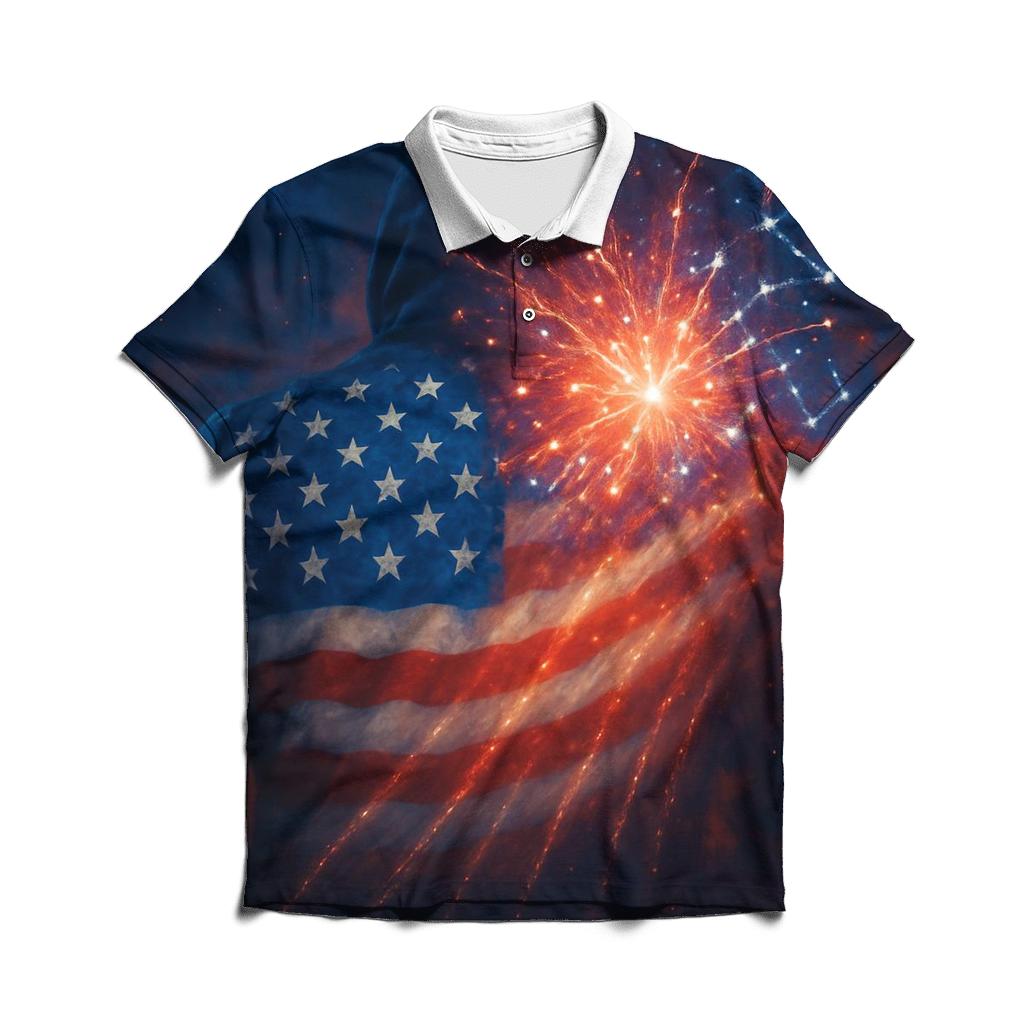 Firework Flag Constellation premium cotton polo shirts