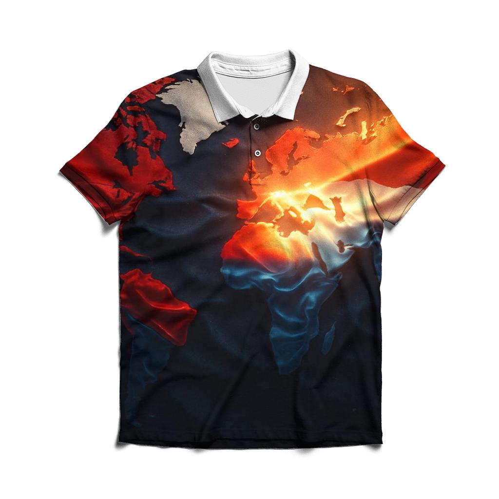 Patriotic Map Gradient casual sports polo shirts