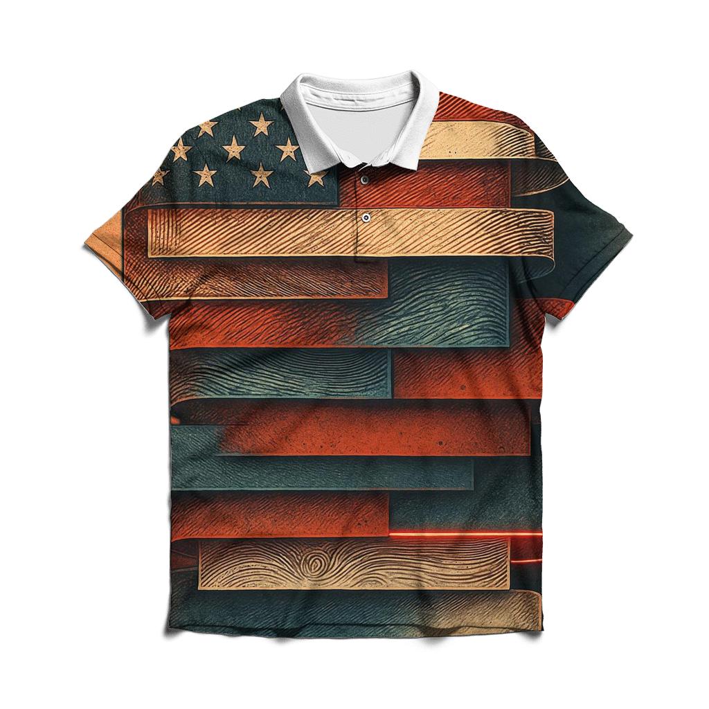 Temporal Flag Fragments designer slim fit polos