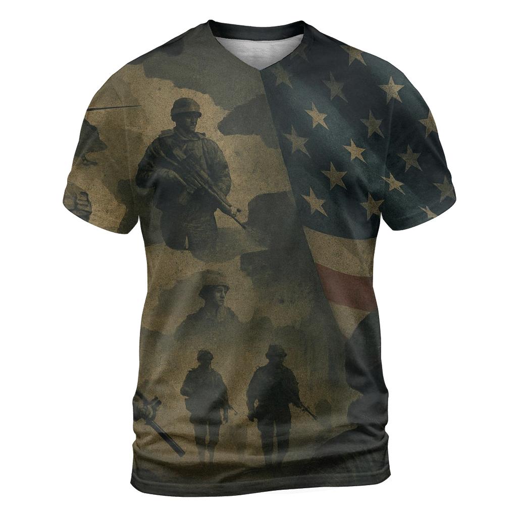 Camouflage Flag Mosaic artistic all-over print tops