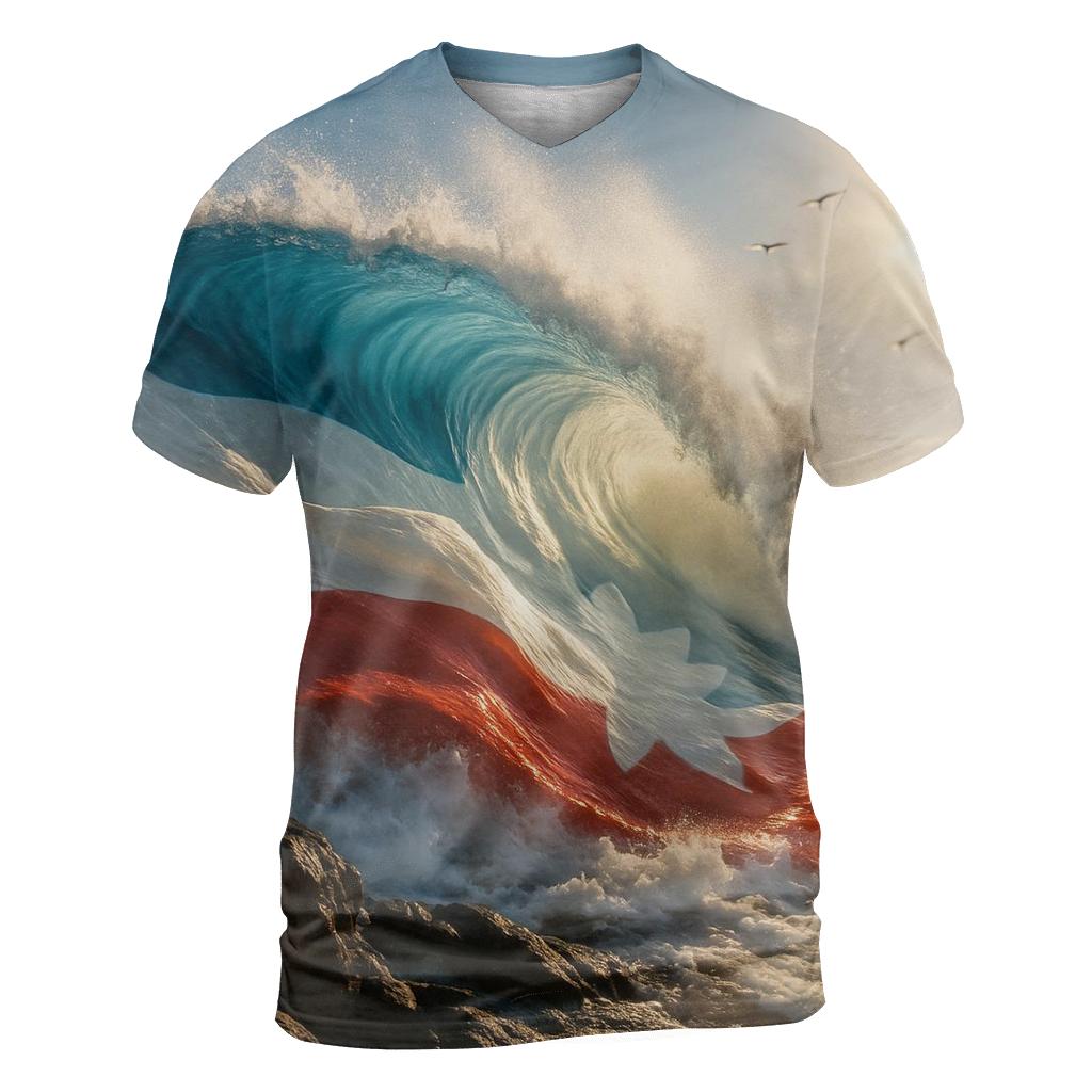 Coastal Flag Merged With Ocean unique graphic print tees