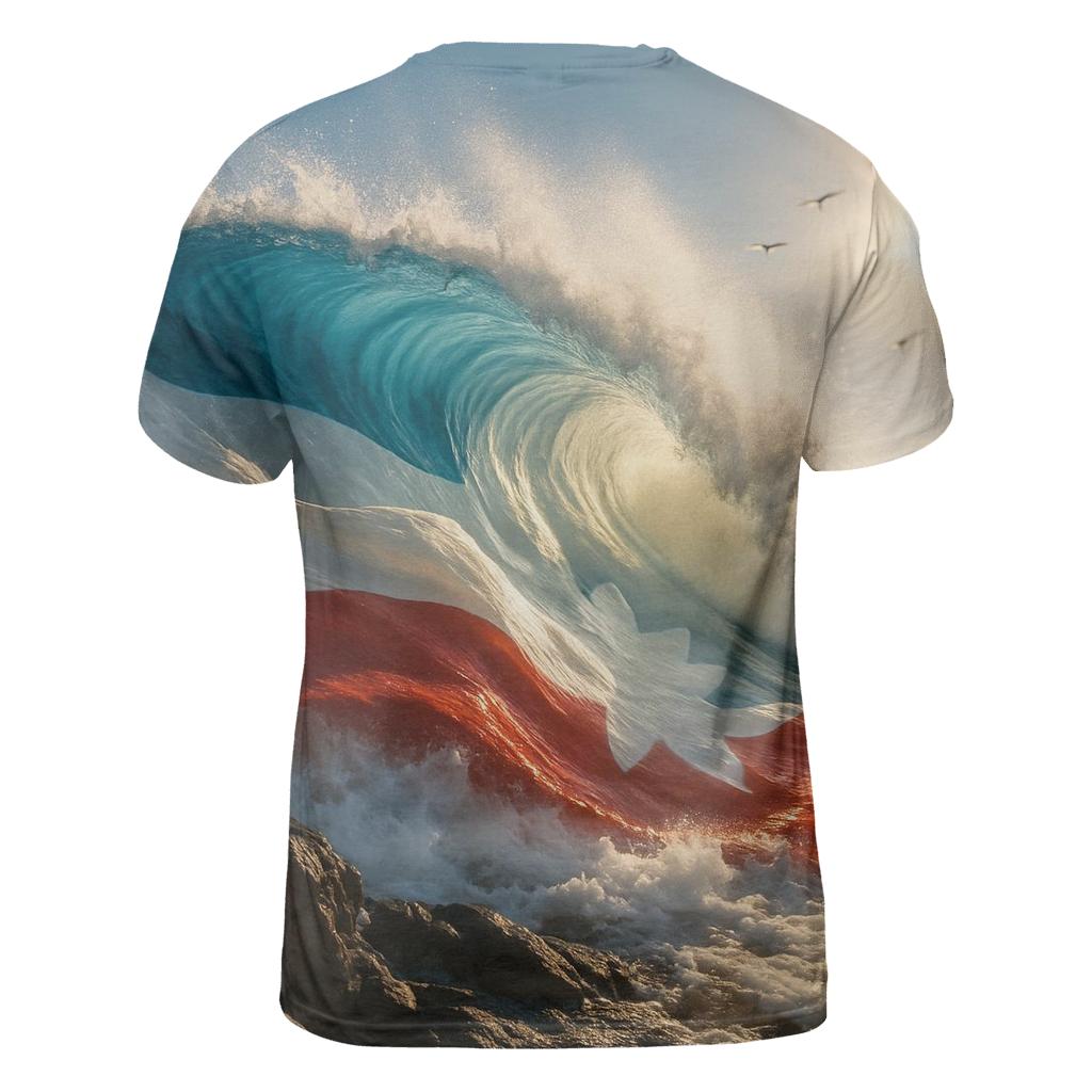 Coastal Flag Merged With Ocean unique graphic print tees
