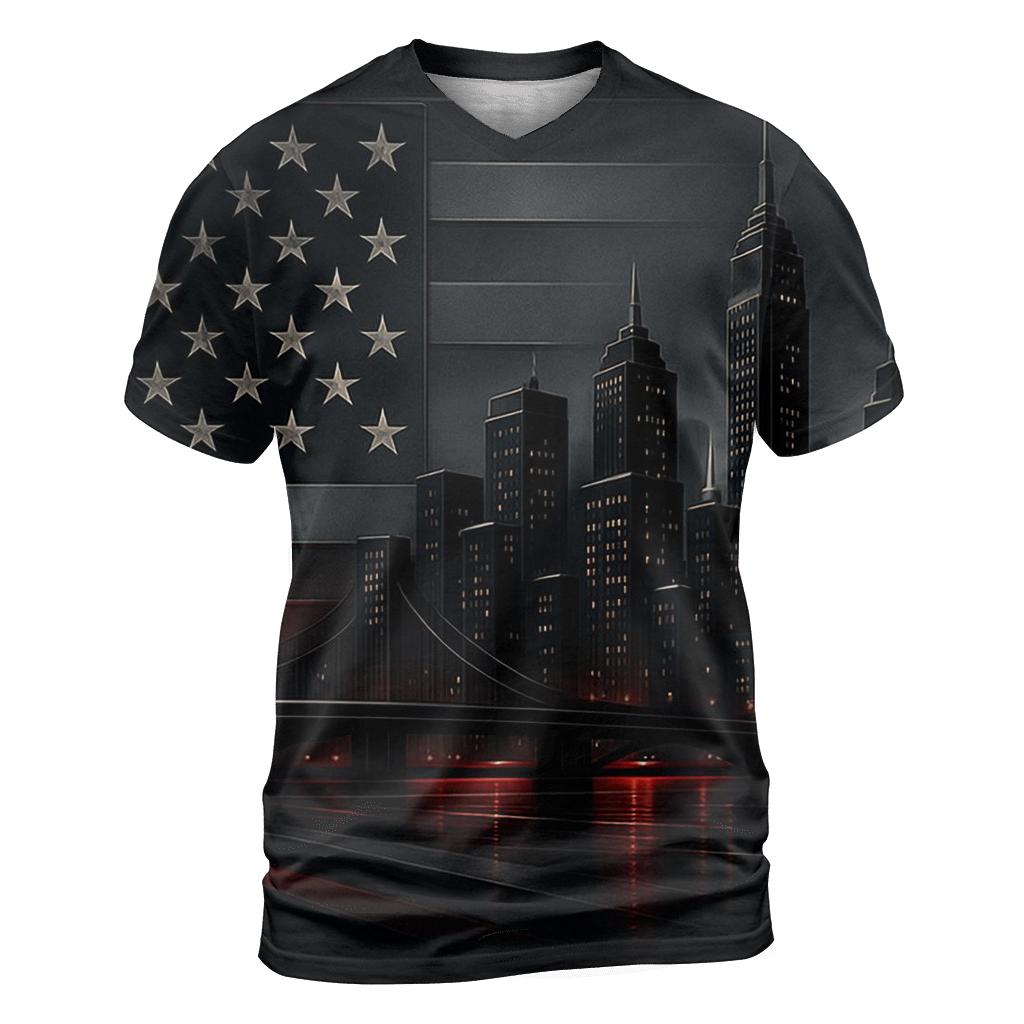 Skyline Stripes Metropolis artistic all-over print tops