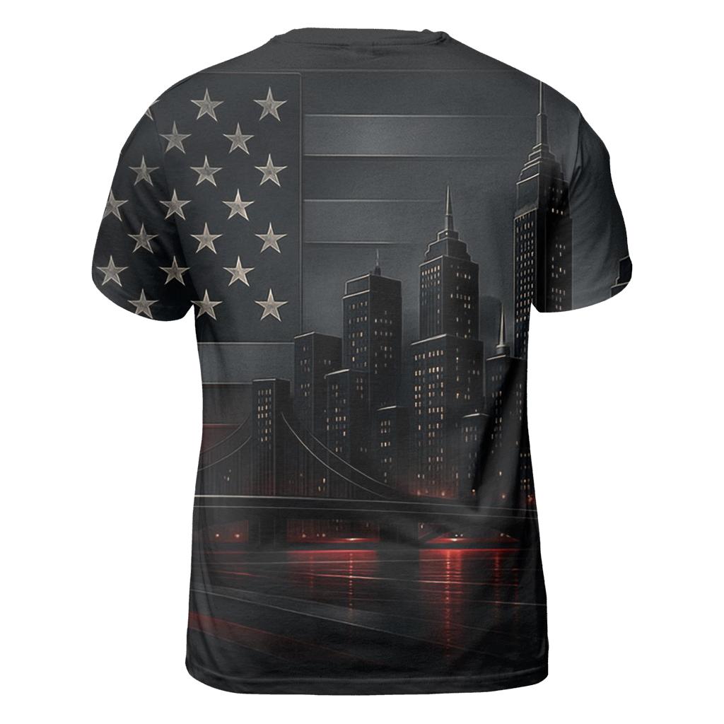 Skyline Stripes Metropolis artistic all-over print tops
