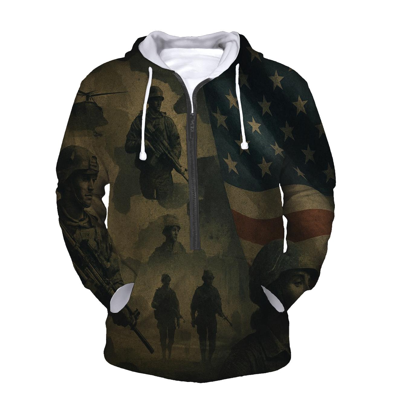 Camouflage Flag Mosaic pullover hoodies