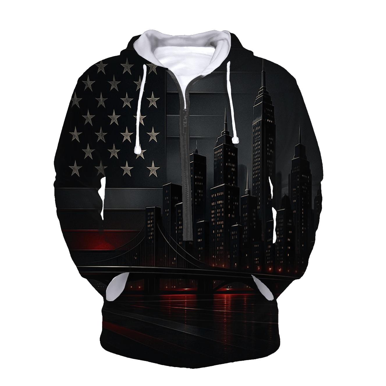 Skyline Stripes Metropolis embroidered hoodies