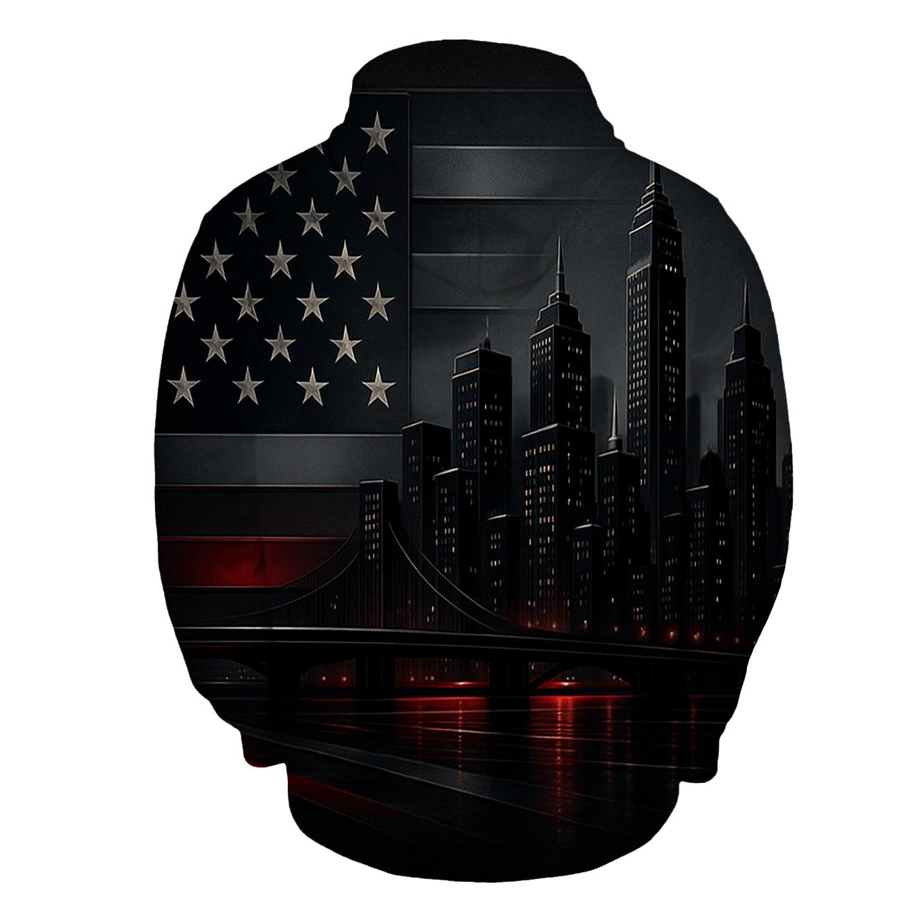 Skyline Stripes Metropolis embroidered hoodies
