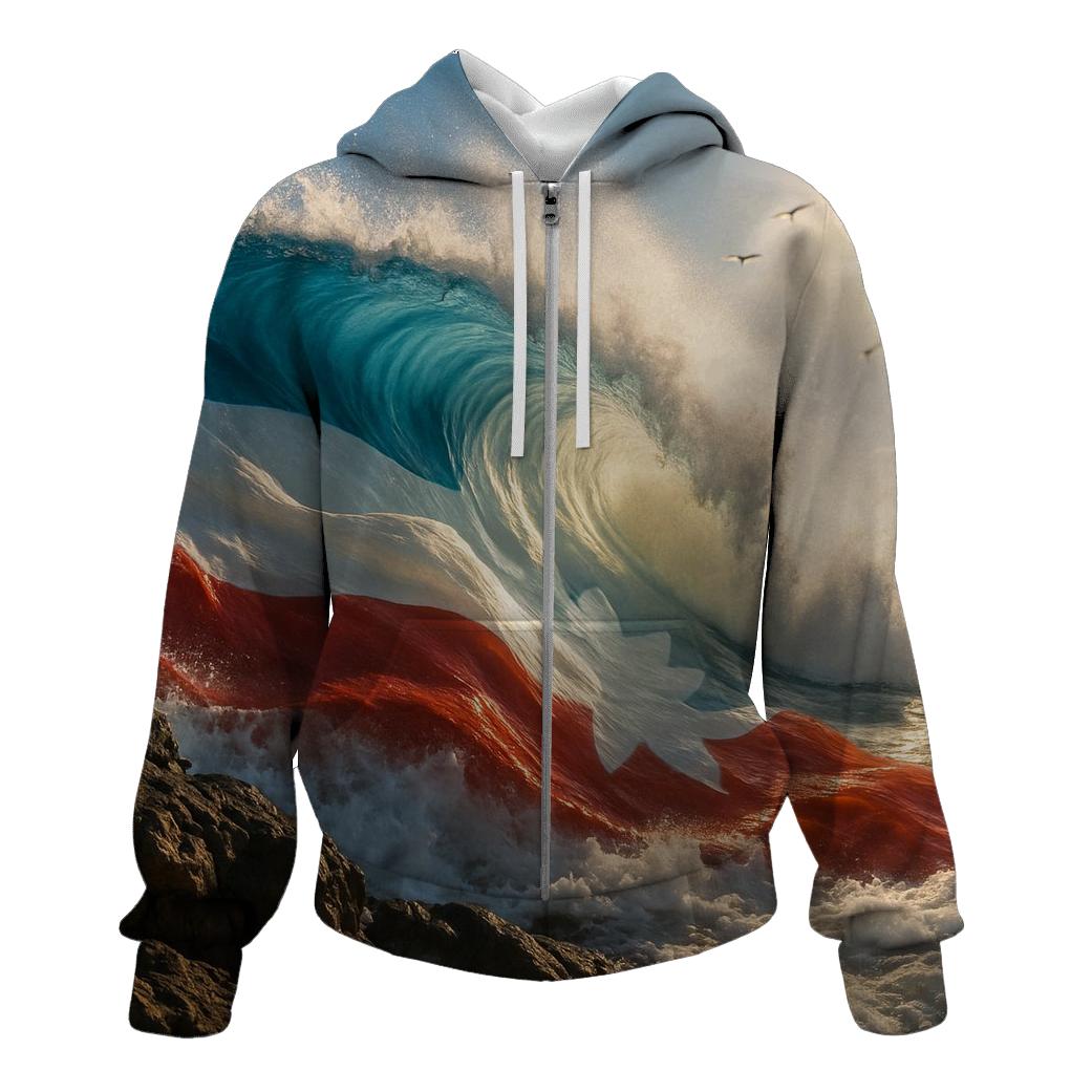 Coastal Flag Merged With Ocean graphic hoodies