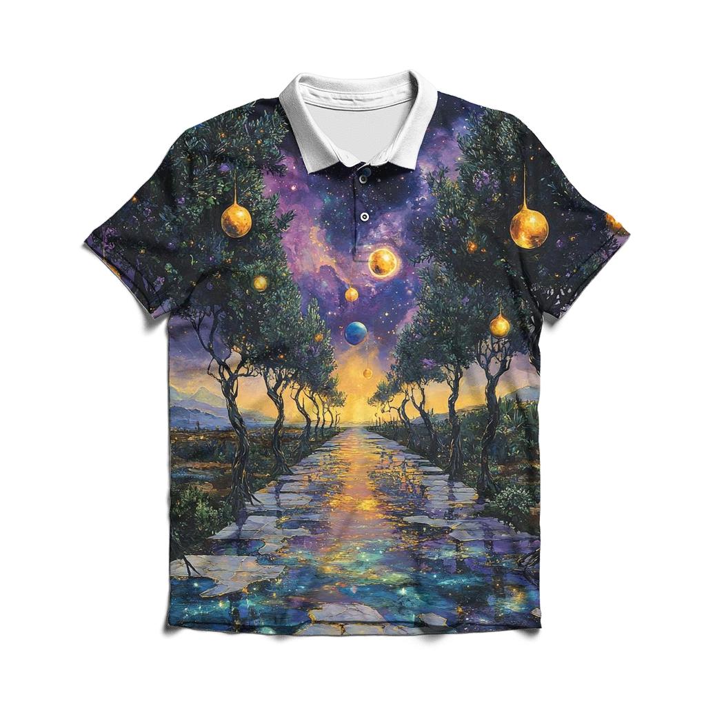 Salvador Dali Inspired Cosmic Garden personalized polo shirts
