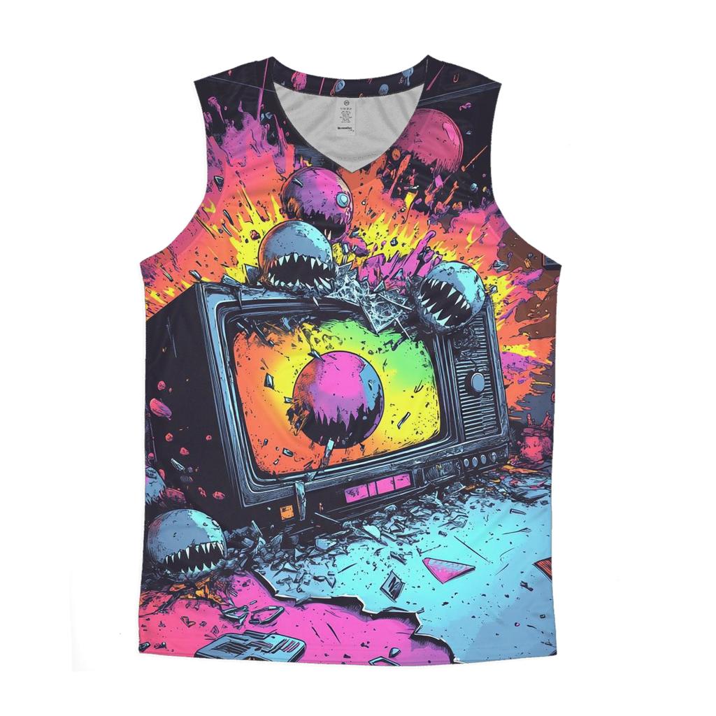 Retro TV Monster Mash graphic print tank tops
