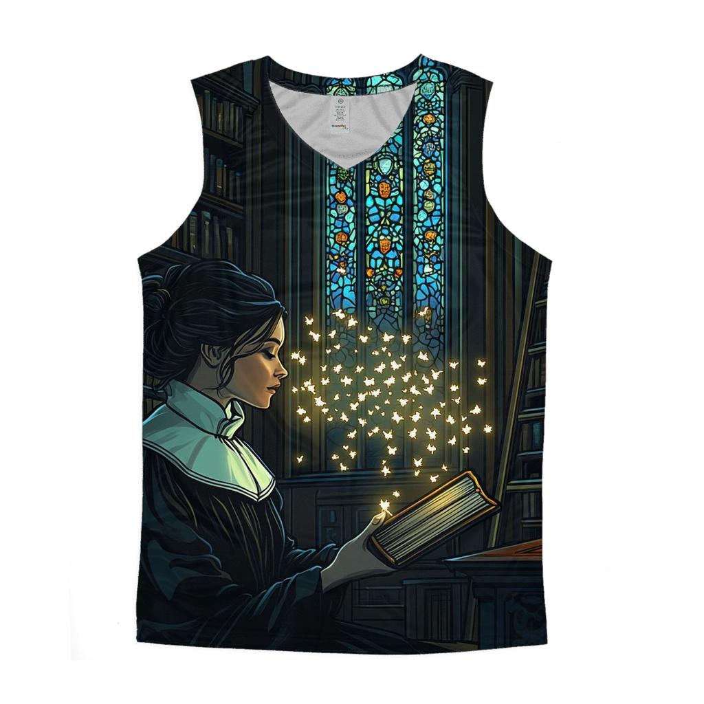 Ghostly Librarian Halloween Tale casual summer tank tops
