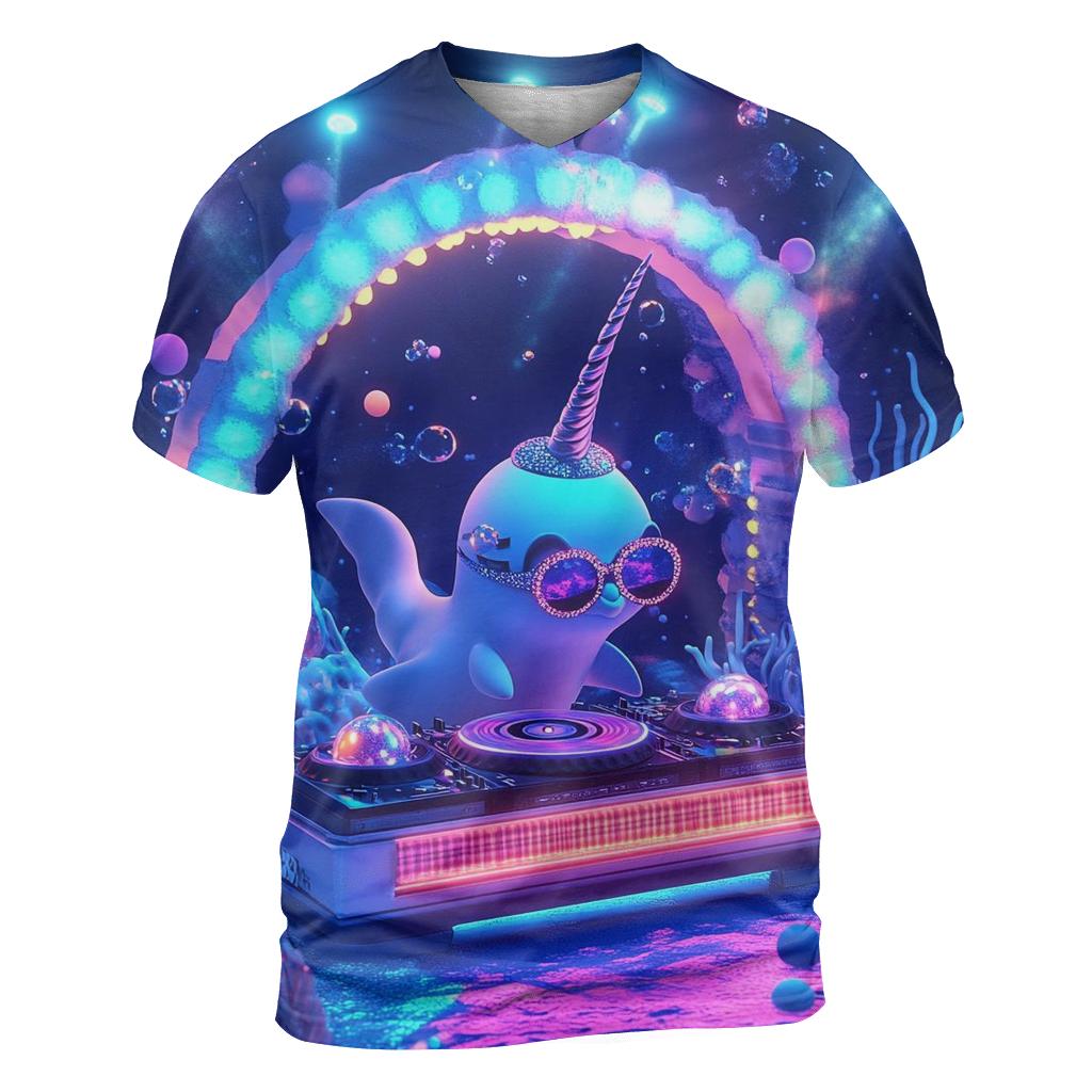 Neon Narwhal Nightclub unique graphic print tees