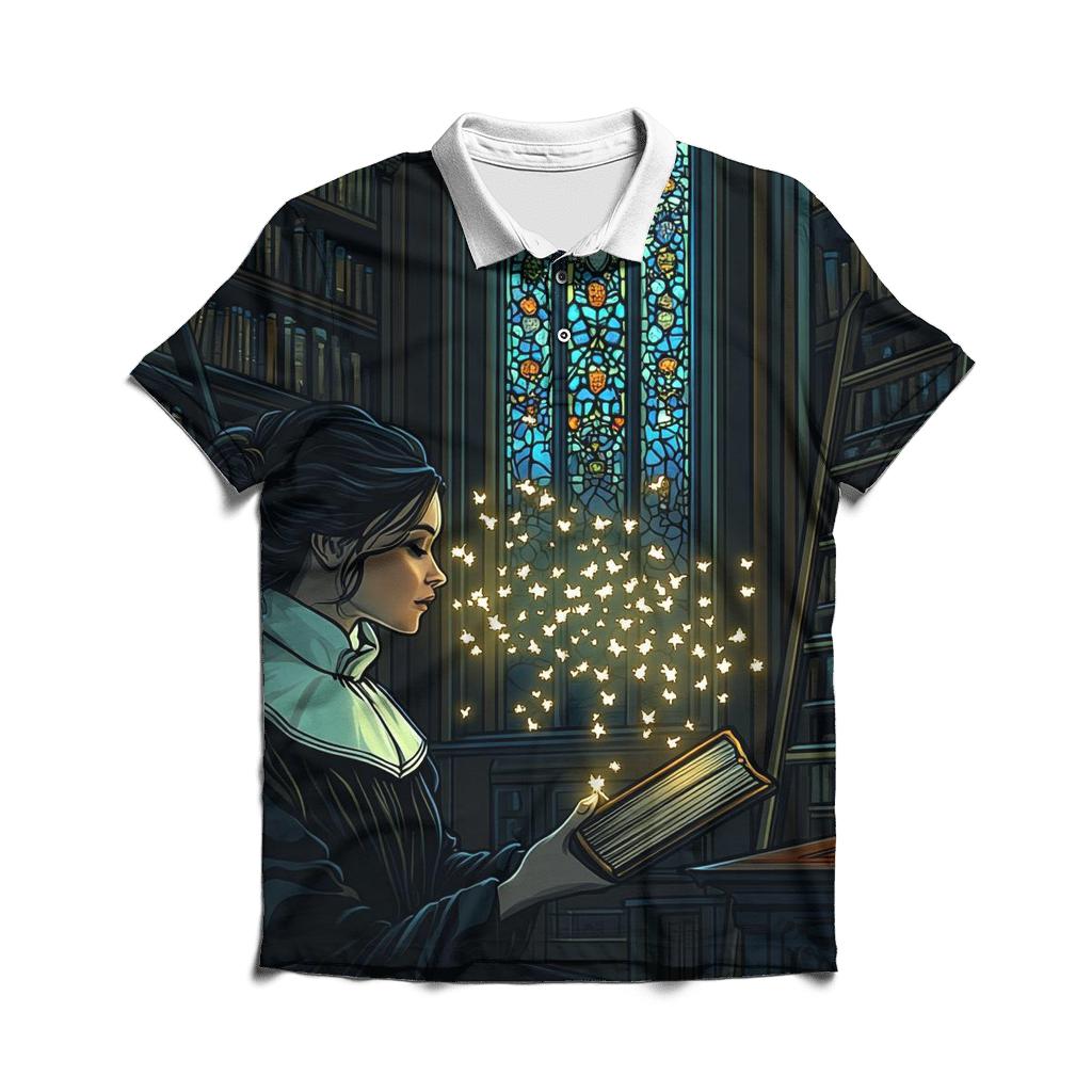 Ghostly Librarian Halloween Tale casual sports polo shirts