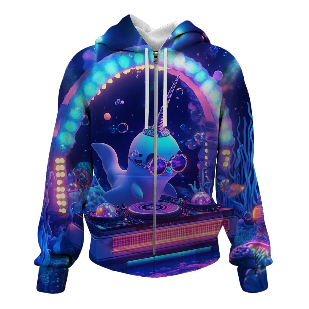 Neon Narwhal Nightclub zip-up hoodies