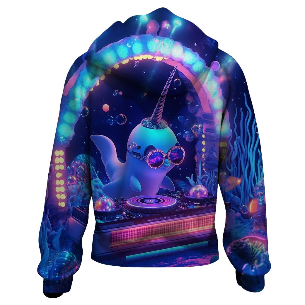 Neon Narwhal Nightclub zip-up hoodies