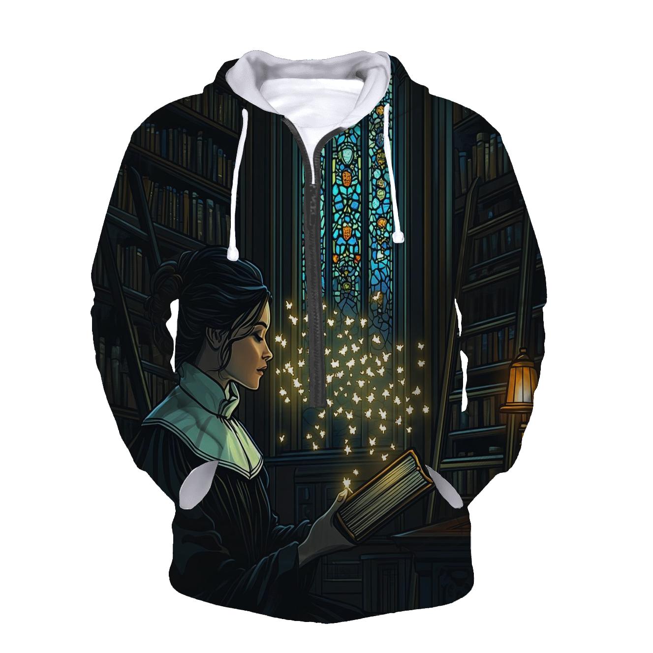 Ghostly Librarian Halloween Tale designer hoodies