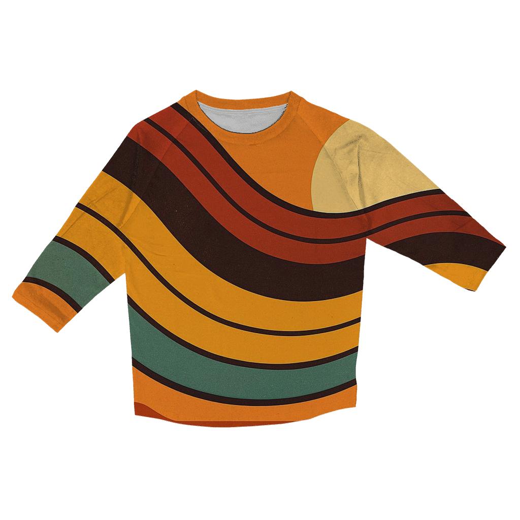 Sunset Vinyl Waves casual three quarter sleeve shirts