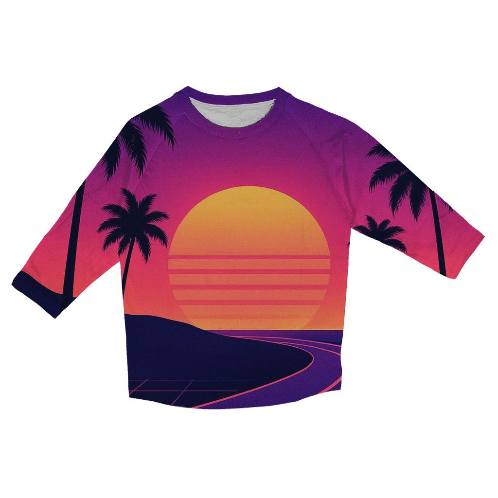 Retro Wave Coastal Drive personalized 3/4 sleeve tees
