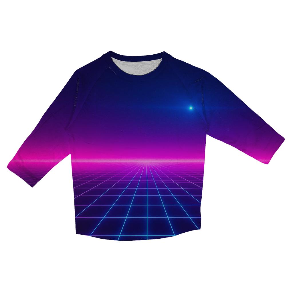 Neon Grid Horizon personalized 3/4 sleeve tees