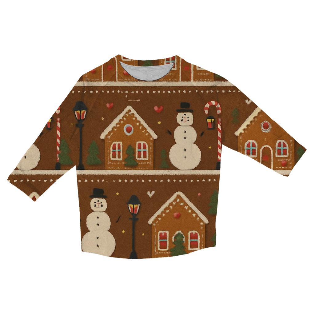 Gingerbread Village Parade Design trendy 3/4 sleeve tops