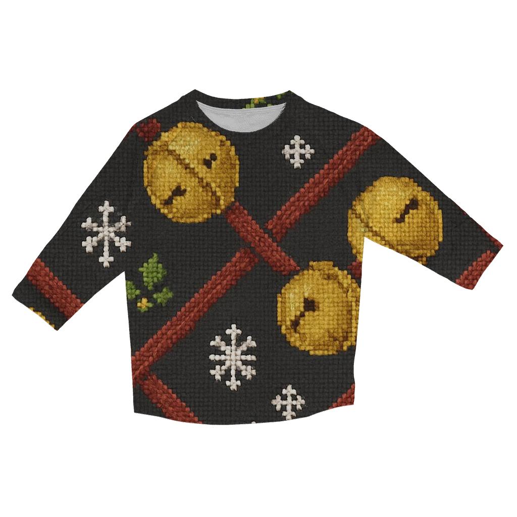 Sleigh Bell Crisscross Design printed three quarter sleeve shirts