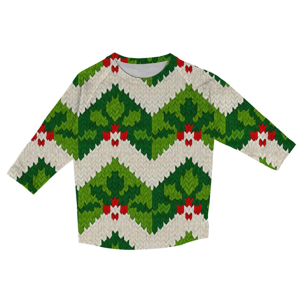 Holly Leaf Chevron Stack Design personalized 3/4 sleeve tees