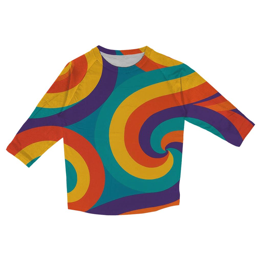 Groovy Rainbow Swirls stylish quarter sleeve tops