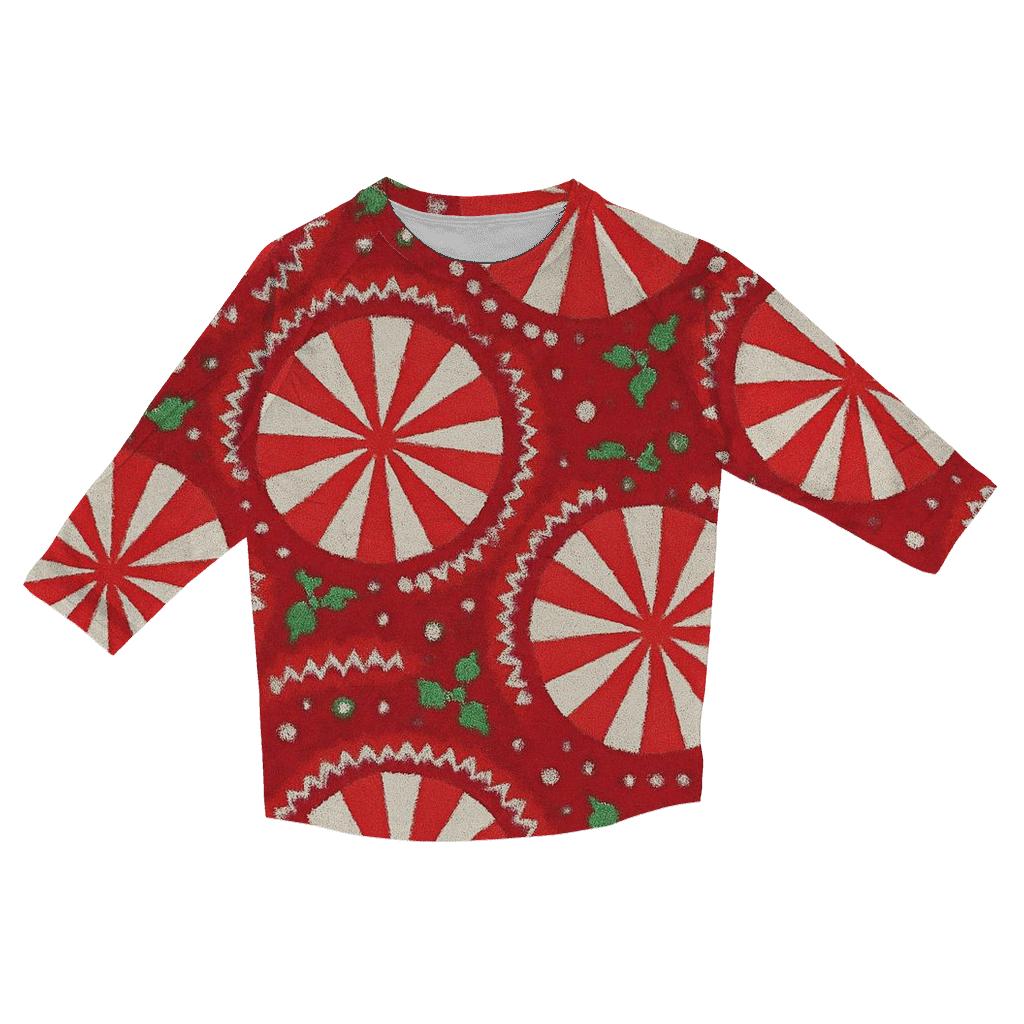 Peppermint Stripe Burst Design personalized 3/4 sleeve tees