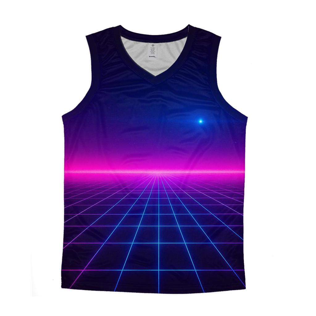 Neon Grid Horizon sports performance tank tops