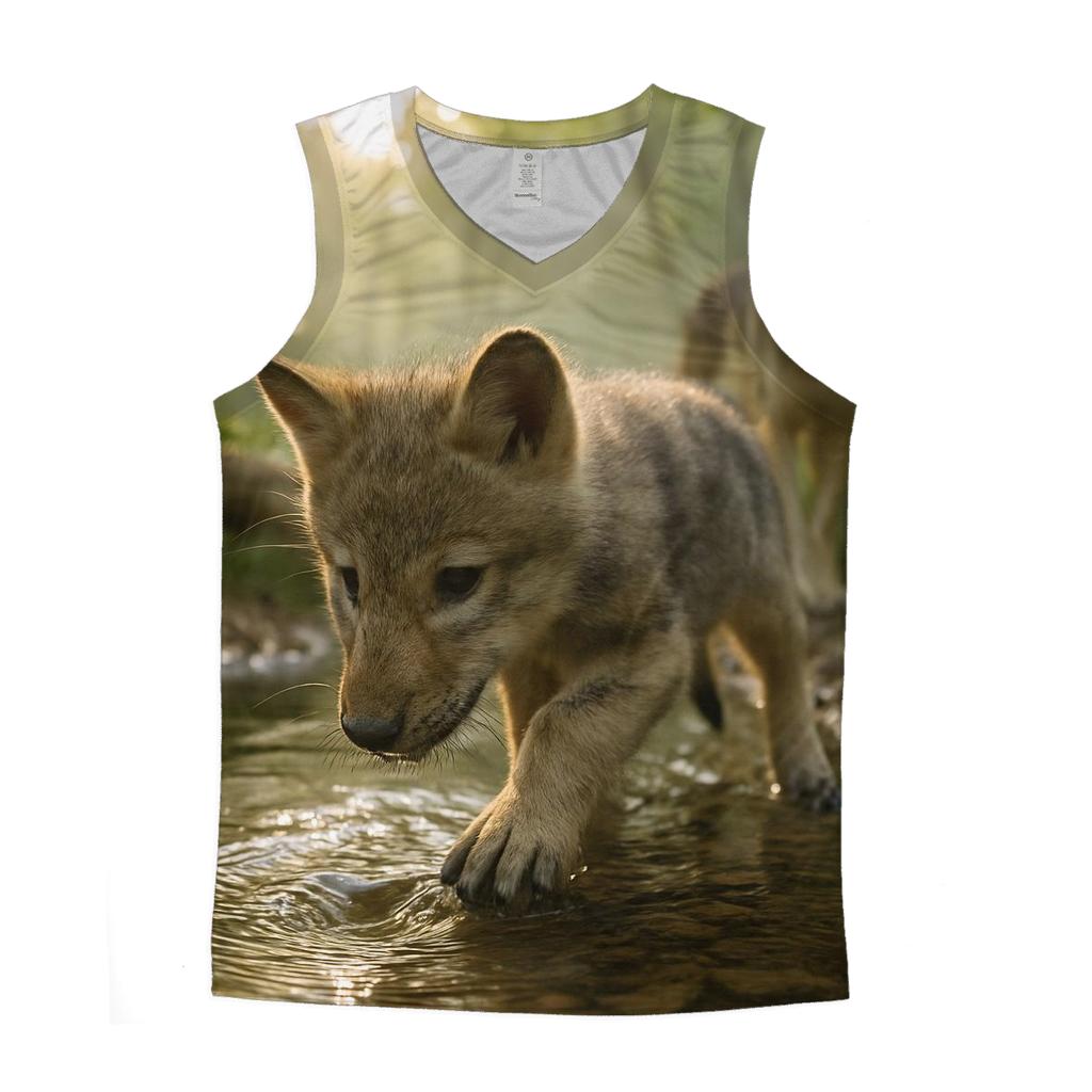 Riverbank Pup Learning To Fish stylish racerback tanks