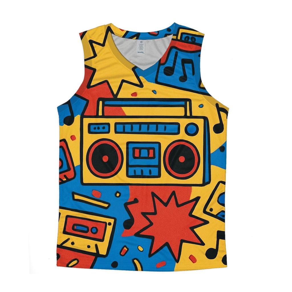 Boombox Pop Collage personalized athletic tanks