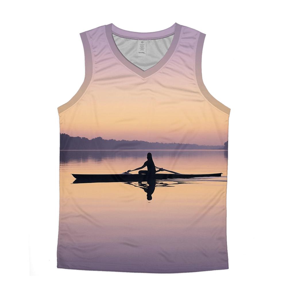 Rowing Dawn Reflection cotton sleeveless tops