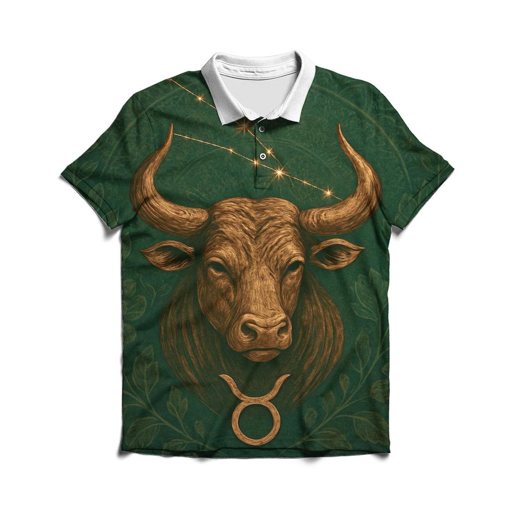 Mystic Taurus Bull Glyph Design custom polo shirts