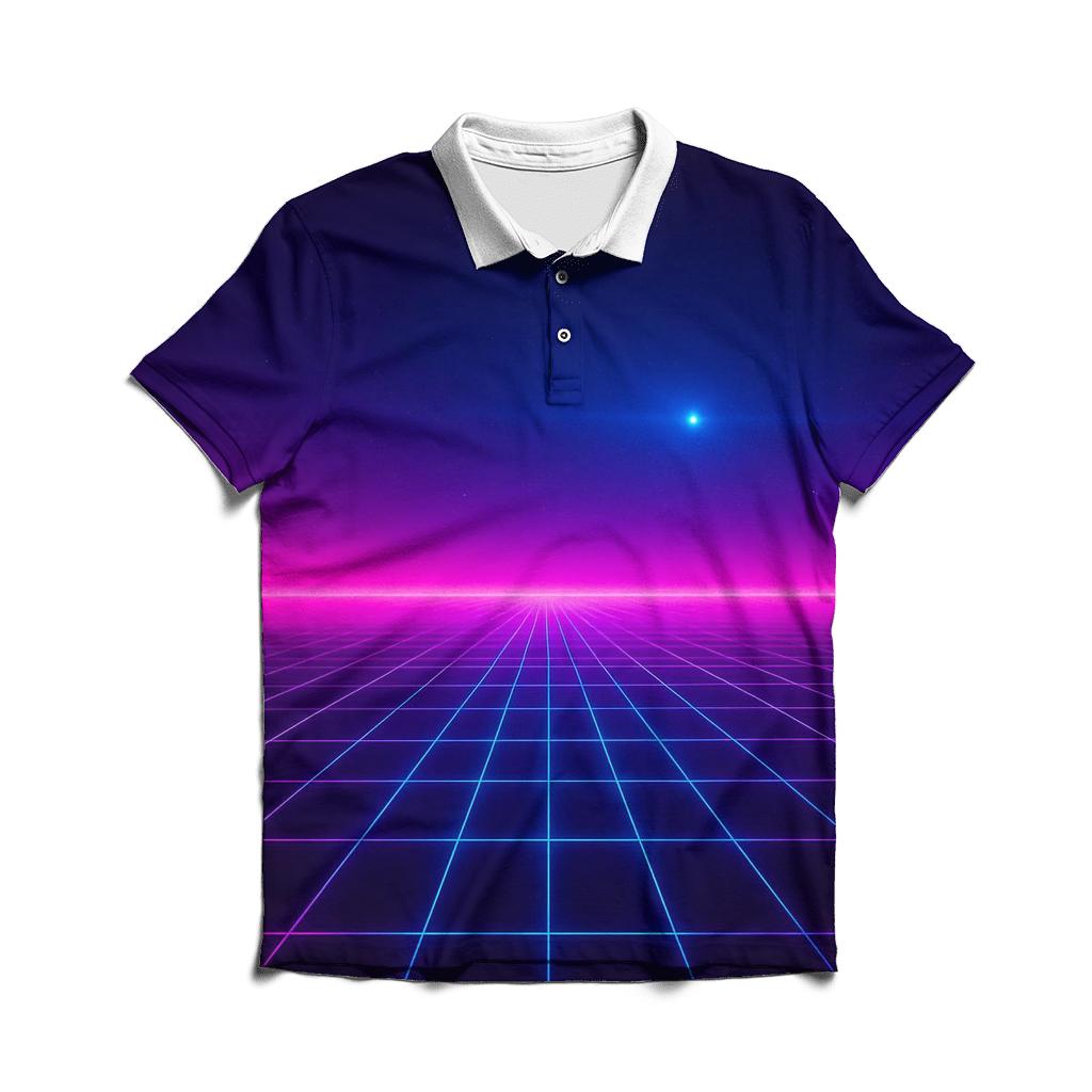 Neon Grid Horizon classic pique polos
