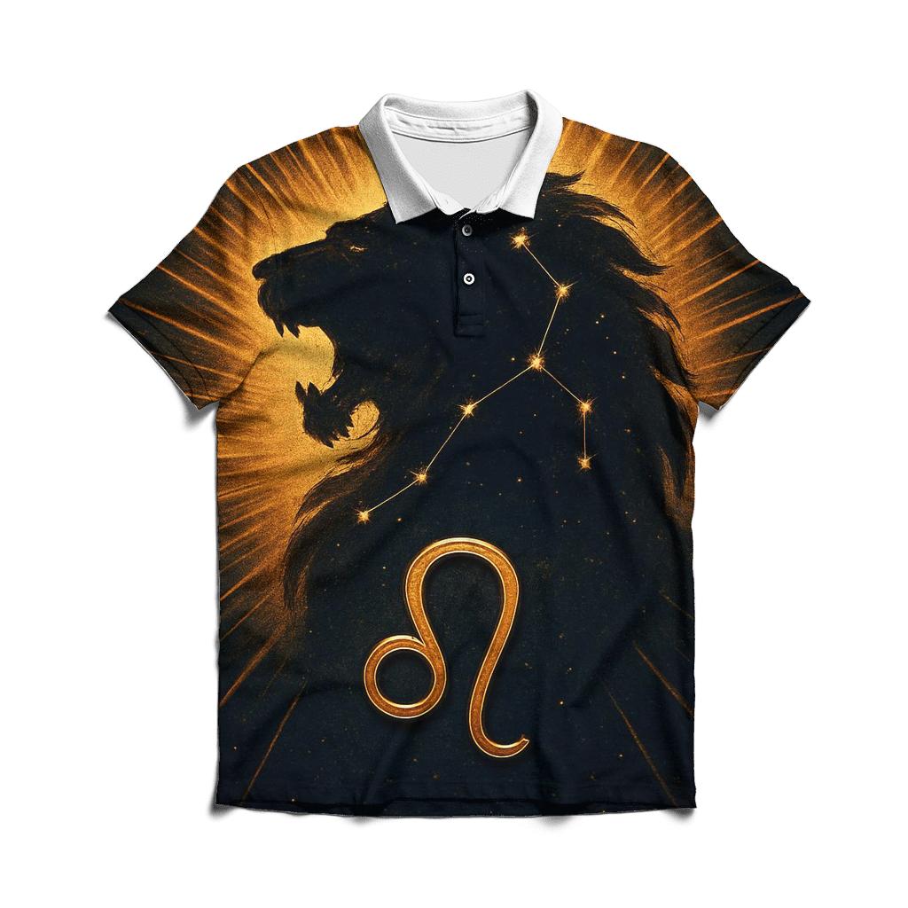 Leo Solar Flare Lion Artwork designer slim fit polos