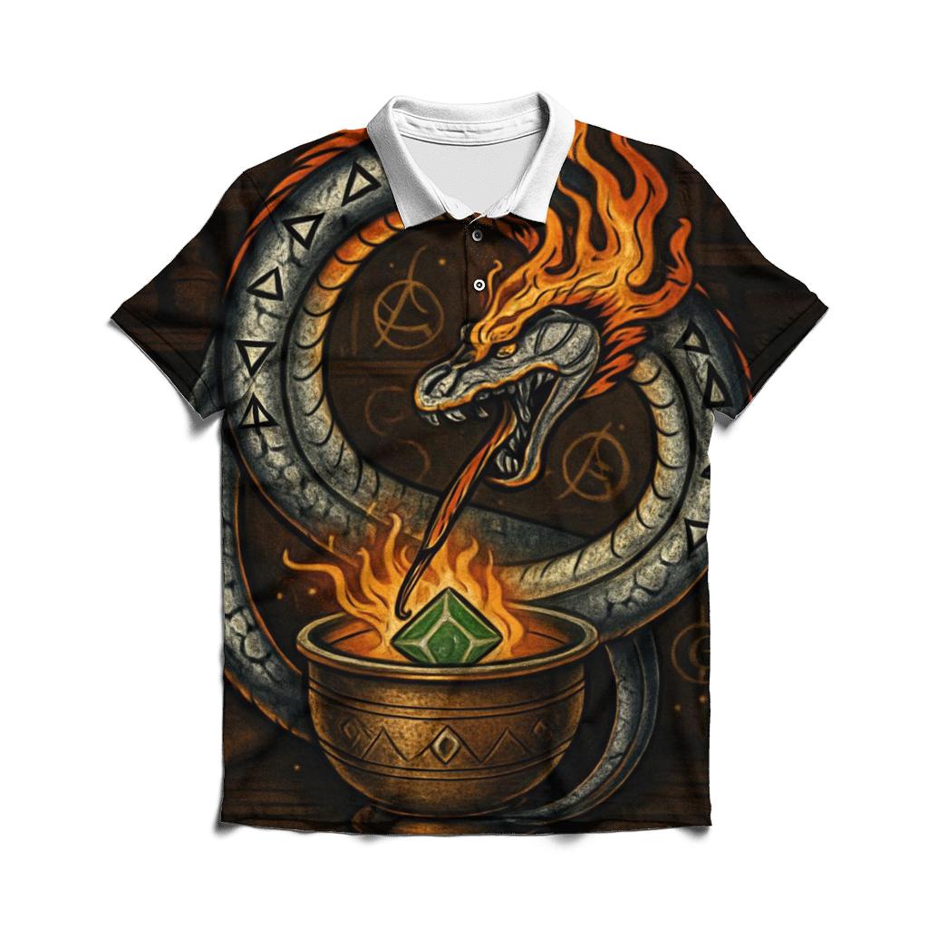 Alchemical Ouroboros Crucible premium cotton polo shirts