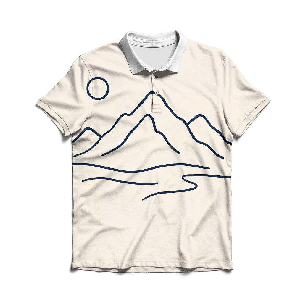 Minimalist Mountain Monoline premium cotton polo shirts